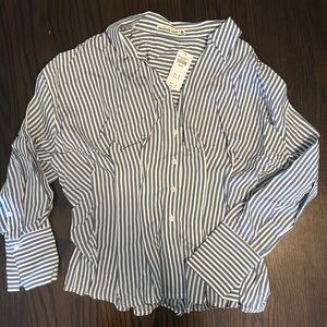Abercrombie & Fitch Navy and White Striped Shirt